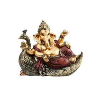 Home Centre Polyresin Ganesha Figurine with Peacock Stand