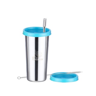 Buy MARWALL Food Grade Stainless Steel Straw Lassi Glass with Extra Travel Lid  at best price