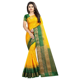 50% off on Nirja Creation Women's Banarasi Silk Saree With Un-stitched Blouse