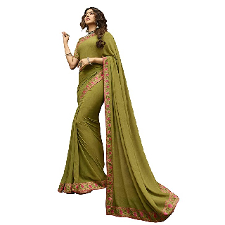 Flat 83% off Women's Georgette Saree With Printed Blouse Piece