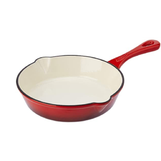 Flat 65% off on Amazon Brand - Solimo Cast Iron Fry Pan, 21cm, Red
