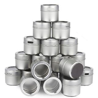 LMETJMA Magnetic Spice Tins Stainless Steel Spice Jar Set