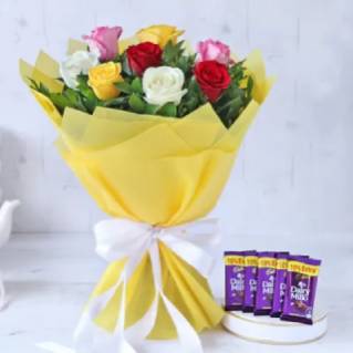 Buy Bouquet of Assorted Roses with Chocolates at Rs.671 + free shipping (Use code 'IGP')