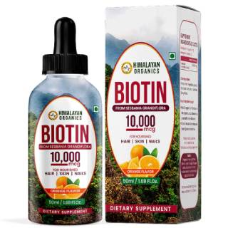Buy Pack of 2 Himalayan Organics Liquid Biotin 10000mcg Drops only at Rs.998 | Mrp Rs.2110