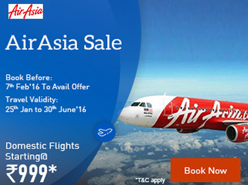AirAsia Domestic Flights Starting At Rs.999