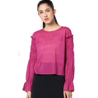 Save Rs.699 on Semi-Sheer Top with Elasticated Pleated Sleeves