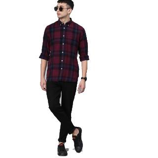 Men Checked Shirt with Patch Pocket at Just Rs.1122 Use Coupon (FREEDEL) for Free Shipping