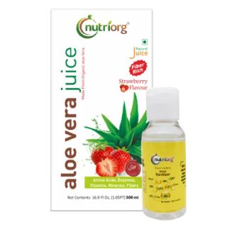 Flat 23% Off on Aloevera Strawberry Juice (500ml) with Sanitizer (50ml) Free