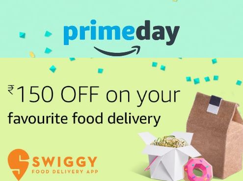 Amazon India Prime Day - Get Rs.150 Off on Swiggy.com