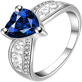 Grab 86% OFF On  Yellow Chimes Blue Heart Beauty Austrian Crystal Ring for Girls