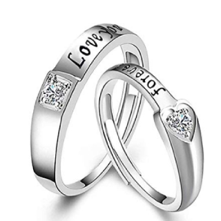 Best Gift For Him or Her Silver Metal Forever Love You Couple Adjustable Ring
