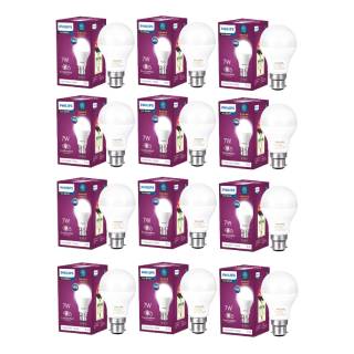 PHILIPS Base B22 7-Watt LED Bulb (Pack of 12, Cool Day Light)