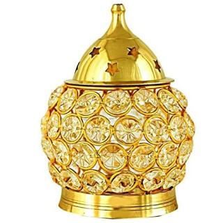 Flat 53% Off on Crystal Oil Lamp Tea Light Holder 4.5-inch(Gold and White)