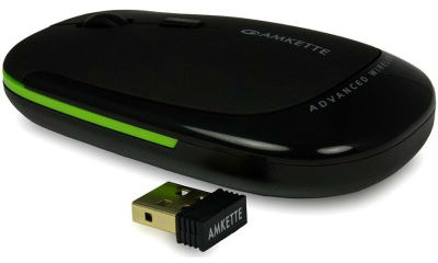 Amkette Air Wireless Optical Mouse (USB, Green)