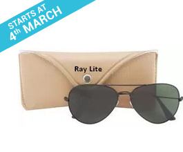 App Friday Raylite Aviator Sunglasses (Black-Grey)