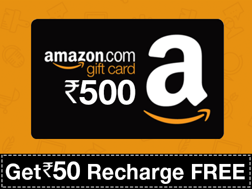 Amazon.in E-mail Gift Card Worth Rs.500 & Get Rs.50 Recharge FREE