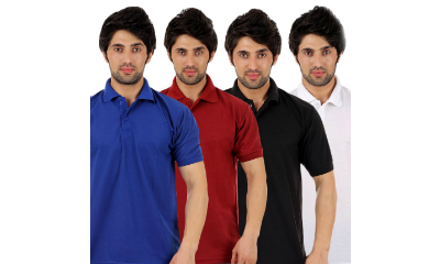 App Only - Kristof Combo Of 4 Multicolor Half Sleeve Printed Polo T-Shirt