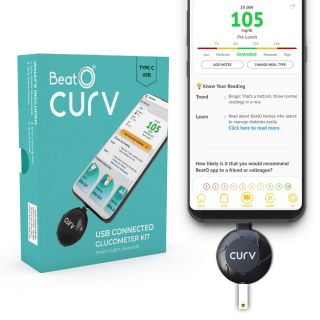 BeatO CURV Glucometer (Type-C USB) with 50 Strips & 50 Lancets at Rs.849 + 10% via Online Payment