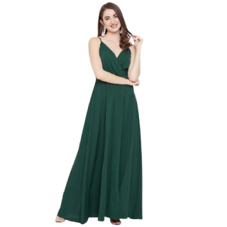 Flat 50% off on Berrylush  Women Fit and Flare Green Dress