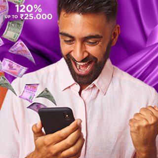 Get 120% Casino Welcome Bonus up to Rs.25,000