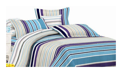 Carah Blue And White Striped Double Bedsheet