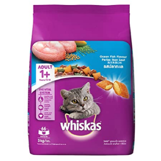 Whiskas Adult (+1 Year) Dry Cat Food Food, Ocean Fish Flavour, 3kg Pack