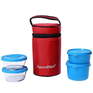 Signoraware Signature Lunch Box with Bag, Blue With Free Delivery
