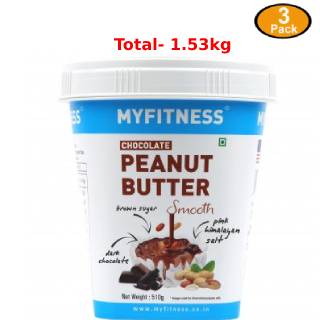 Buy 1.53 Kg Chocolate Smooth Peanut Butter - {510g per pack) at Rs.609 (After using couon 'GOPA100} & GP Cashback