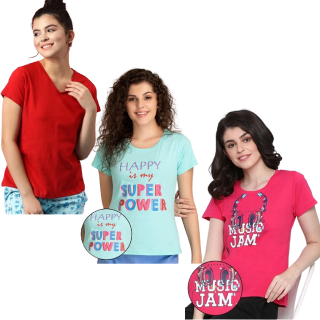 Pack of 2 Women's T-Shirts at Rs.399 only + Flat 16.5% GP Cashback