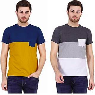 Combo of 2 Stylogue Men's Round Neck T-shirt in 349