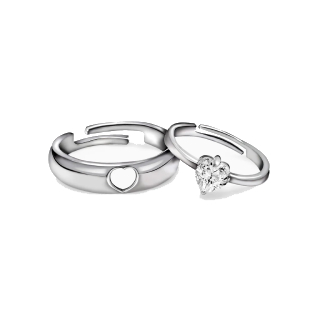 Silver Embrace Heart Couple Rings at Rs 2299  (Use Code: GDA-R062)