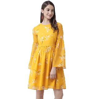 Flat 78% off on Women A-line Yellow Dress