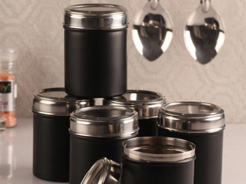 Dynamic Store black 750 Ml Canister - Set of 6