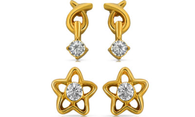 Eita Gold Plated Combo of 2 Earrings Made of Crystals
