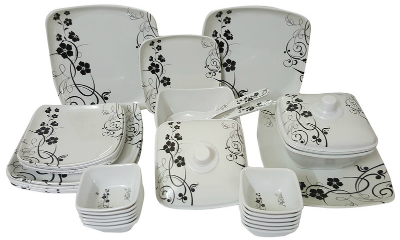 Elegant Big Bird Ebony and Ivory 32-piece Dinner Set