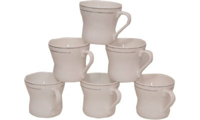 Elite Handicrafts Ceramic Cup (White, Pack of 6)