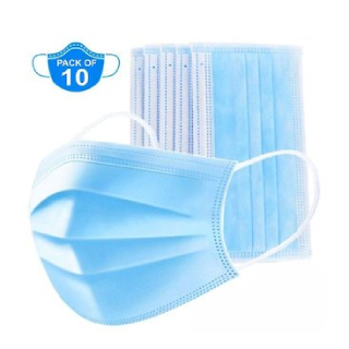Flat 68% off on 3 Ply Medical Surgical Face Mask Pack of 10 - Flumask)