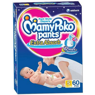 Flat 14% Off on Mamy Poko Pants Small Diaper 60 Pcs + Free Shipping