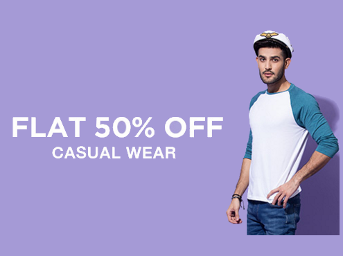 Flat 50% Off on Men Casual Wear