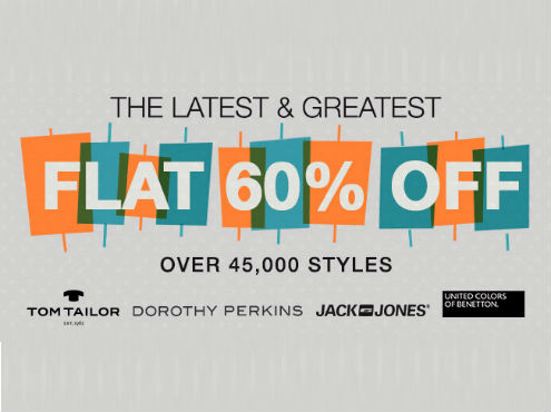 Flat 60% Off on Over 45000 Plus Styles