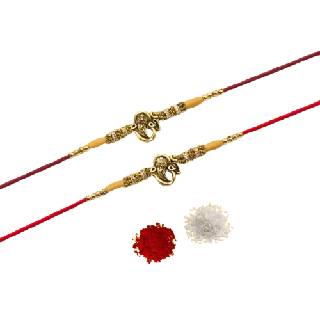 Pack of 2 gold-plated metal Rakhis at Just Rs 182
