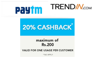 Get 20% Cashback On Trendin Paying Through Paytm Wallet