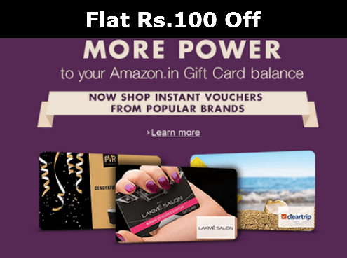 Get Rs.100 Off Email Gift Cards from popular brands