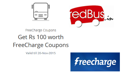 Get Rs.100 worth Freecharge Coupons