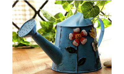 Go Hooked Blue Watering Can/Planter