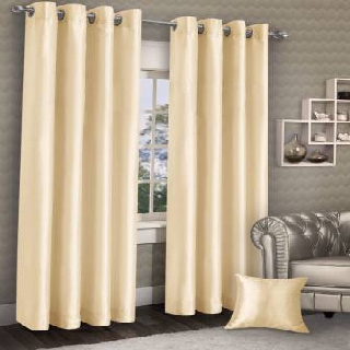 Guruh Homes 213.36 cm (7 ft) Polyester Door Curtain (Pack Of 2)  (Solid, Cream)