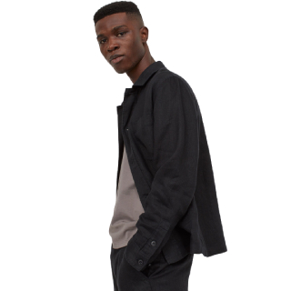 Flat 40% off on H&M Men Black Linen Shirt Jacket