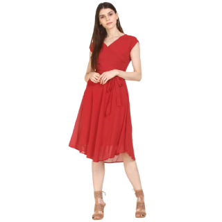 Save 60% on Harpa  Women Fit and Flare Red Dress
