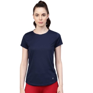 Flat 50% off on HRX by Hrithik Roshan  Solid Women Round Neck Dark Blue T-Shirt