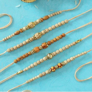 IGP Rakhis with Sandalwood Beads Set of 5